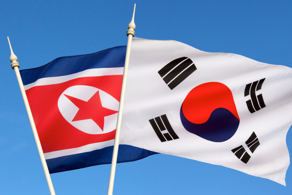 Flags of North and South Korea