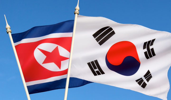 Flags of North and South Korea